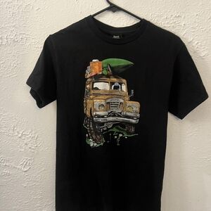 Black Graphic Tee with Vintage Truck Design